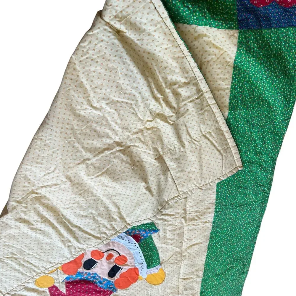 Vintage Handmade Jack In The Box Crib Applique Quilt Blanket/Wall Art 55